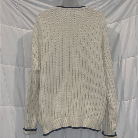 Vintage Roundtree & Yorke Men’s Cream Cotton Crew Neck USA Flag Sweater Large - Picture 5 of 7